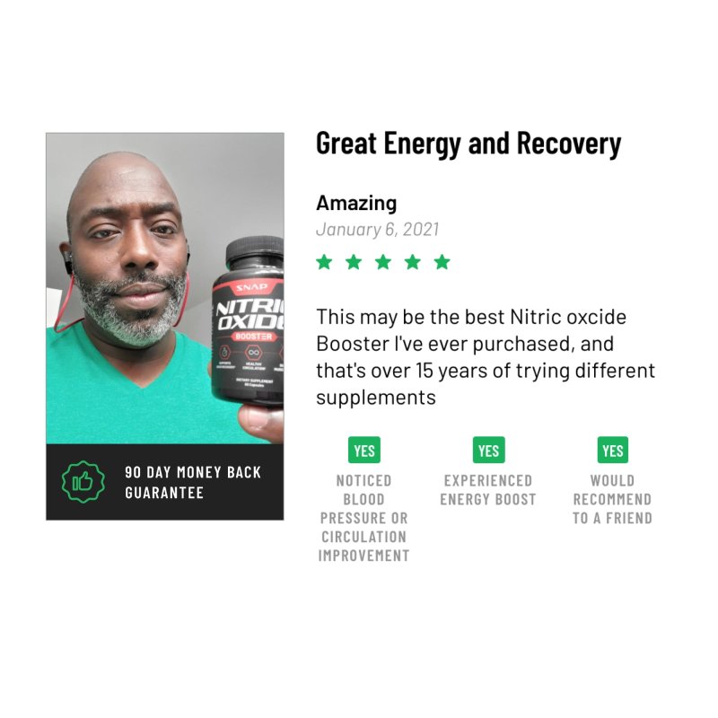 SNAP SUPPLEMENTS NITRIC OXIDE BOOSTER CAPSULES PRE WORKOUT MUSCLE BUILDER SUPPLEMENT, 60 COUNT