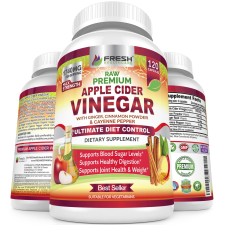 FRESH HEALTHCARE PREMIUM APPLE CIDER VINEGAR PILLS 1740MG WITH MOTHER, CINNAMON GINGER 120 VEGAN CAPSULES