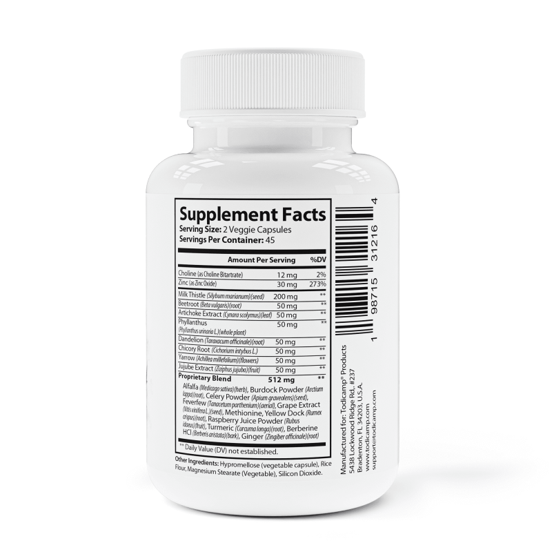 TODICAMP LIVER DETOX CAPSULES WITH MILK THISTLE, ARTICHOKE CHOLINE FOR LIVER HEALTH REPAIR