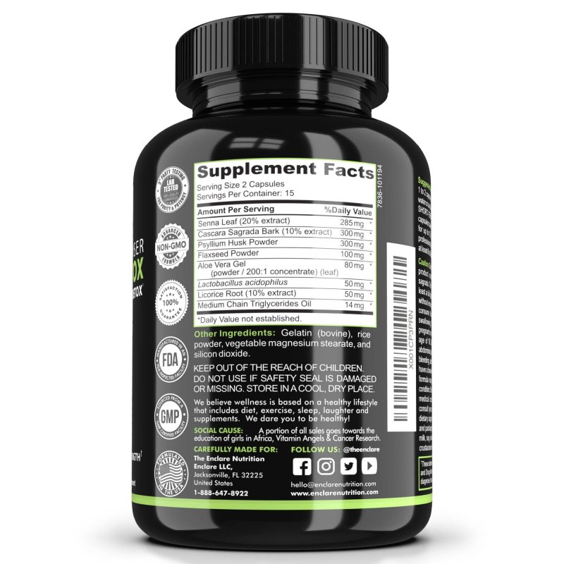 ENCLARE NUTRITION 15-DAY COLON CLEANSE DETOX 30CT WEIGHT LOSS METABOLISM BOOSTER SUPPLEMENT