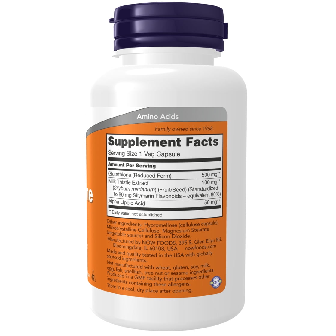NOW SUPPLEMENTS GLUTATHIONE 500 MG WITH MILK THISTLE ALPHA LIPOIC ACID, 60 VEG CAPSULES