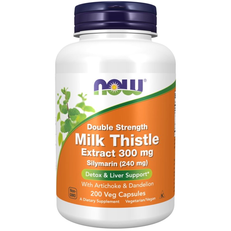 NOW SUPPLEMENTS MILK THISTLE 300MG WITH SILYMARIN 240MG, ARTICHOKE DANDELION, 200 VEG CAPS