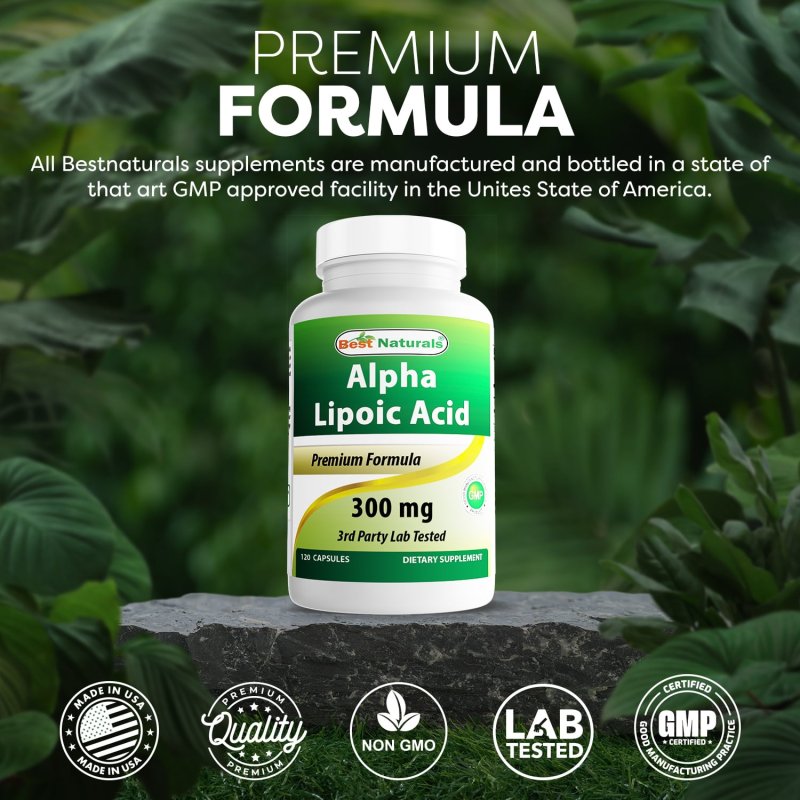 BEST NATURALS ALPHA LIPOIC ACID 300 MG ANTIOXIDANT SUPPORT, 120 CAPSULES SUPPLEMENT