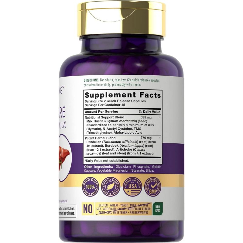 CARLYLE LIVER SUPPORT SUPPLEMENT BY CARLYLE 90 NON-GMO, GLUTEN-FREE CAPSULES POWERFUL LIVER CARE