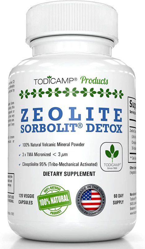 TODICAMP ZEOLITE DETOX CAPSULES 120 COUNT FOR FAST FULL BODY, LIVER DETOX DEBLOATING