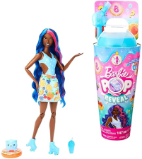 MATTEL BARBIE POP REVEAL DOLL FRUIT PUNCH SCENT BLUE HAIR 8 SURPRISES SLIME COLOR CHANGE PUPPY