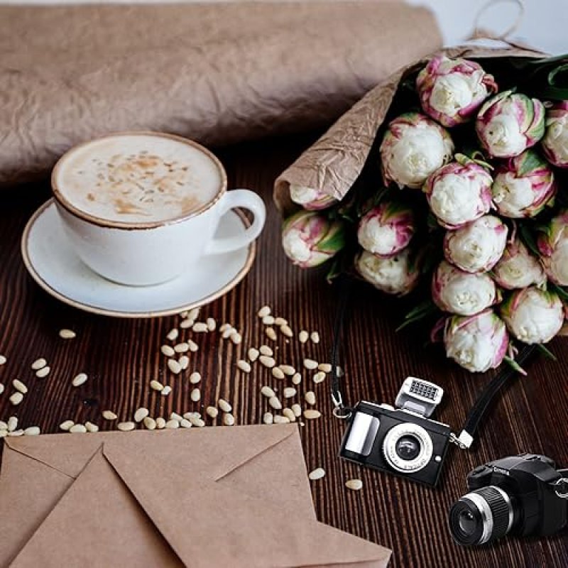 INHEMING 2PCS 1 4 SCALE MINI SLR CAMERA FOR DOLLS WITH FLASH SHUTTER SOUND - VINTAGE DOLLHOUSE DECOR