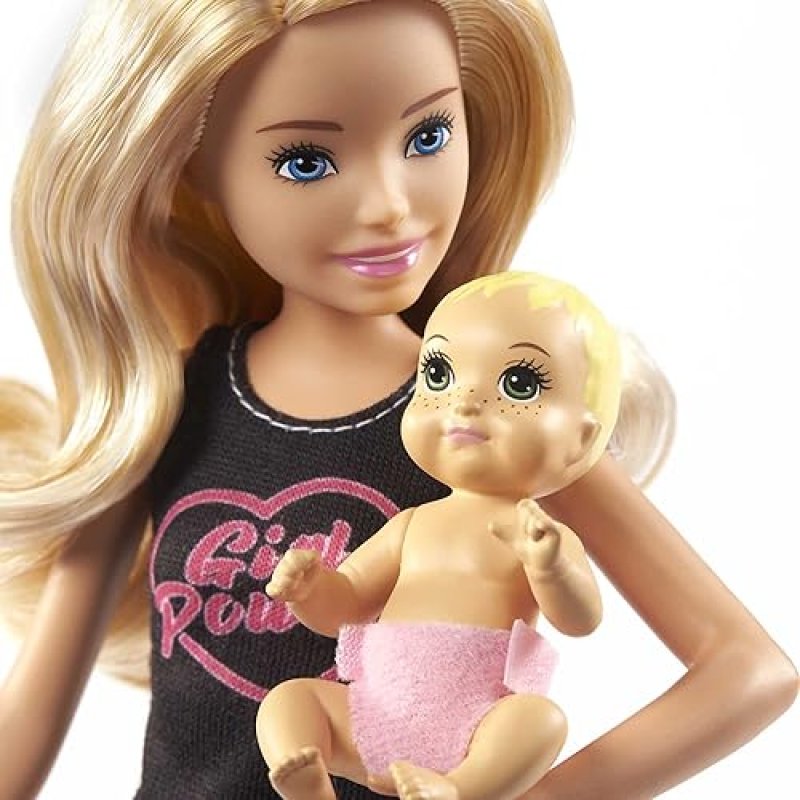 MATTEL BARBIE SKIPPER BABYSITTERS INC BLONDE DOLL WITH BABY 4 ACCESSORIES GIRL POWER SET