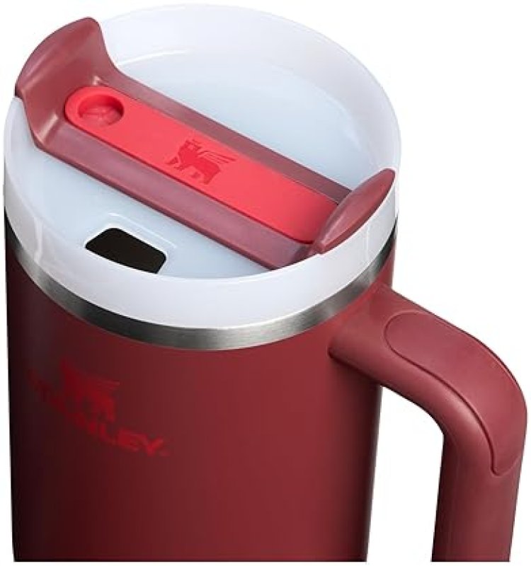 STANLEY QUENCHER 40OZ INSULATED STAINLESS STEEL TUMBLER WITH HANDLE, STRAW 3-POSITION LID - CRANBERR