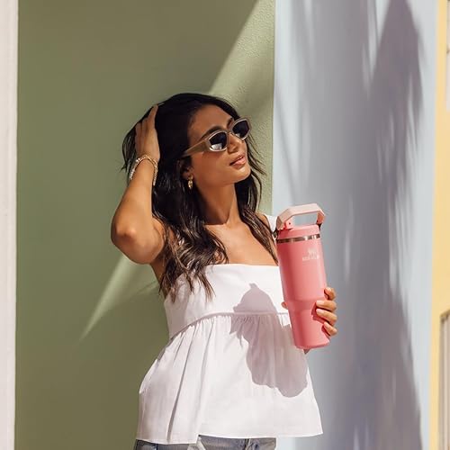 STANLEY ICEFLOW 2.0 30OZ PINK MESA INSULATED STAINLESS STEEL TUMBLER WITH FLIP STRAW HANDLE
