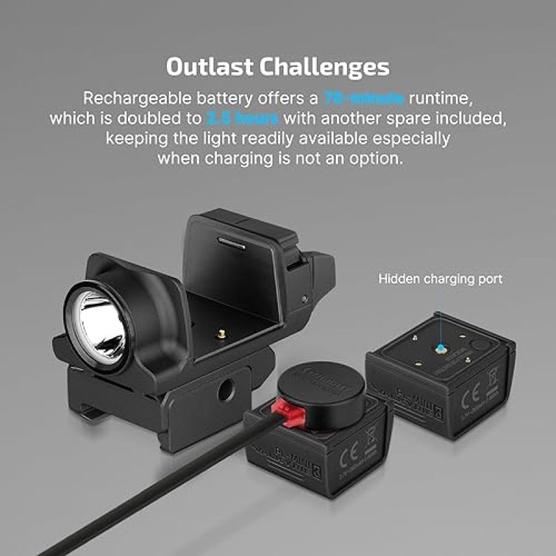 OLIGHT PL-MINI 3 VALKYRIE 600 LUMENS TACTICAL PISTOL LIGHT WITH RECHARGEABLE BATTERIES, BLACK