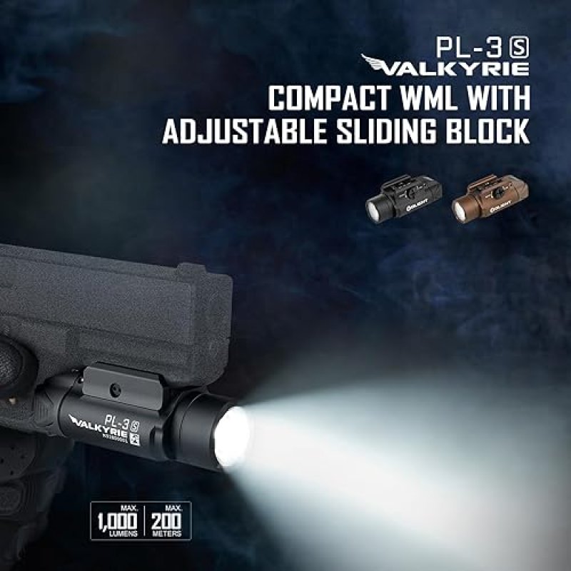 OLIGHT PL-3S VALKYRIE 1000 LUMENS TACTICAL WEAPON LIGHT LED RAIL MOUNT FOR 1913 PICATINNY