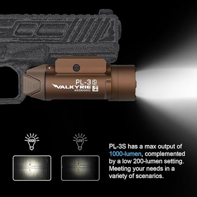 OLIGHT PL-3S VALKYRIE 1000 LUMENS TACTICAL WEAPON LIGHT LED RAIL MOUNT FOR 1913 PICATINNY