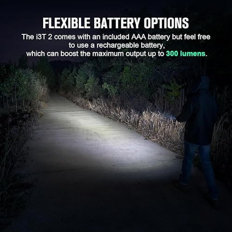 OLIGHT I3T 2 EOS 200 LUMEN COMPACT EDC FLASHLIGHT WITH DUAL-OUTPUT TAIL SWITCH OD GREEN