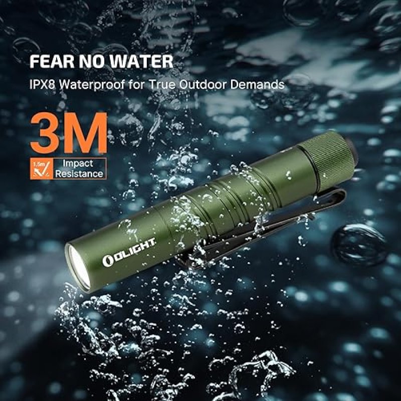 OLIGHT I3T 2 EOS 200 LUMEN COMPACT EDC FLASHLIGHT WITH DUAL-OUTPUT TAIL SWITCH OD GREEN
