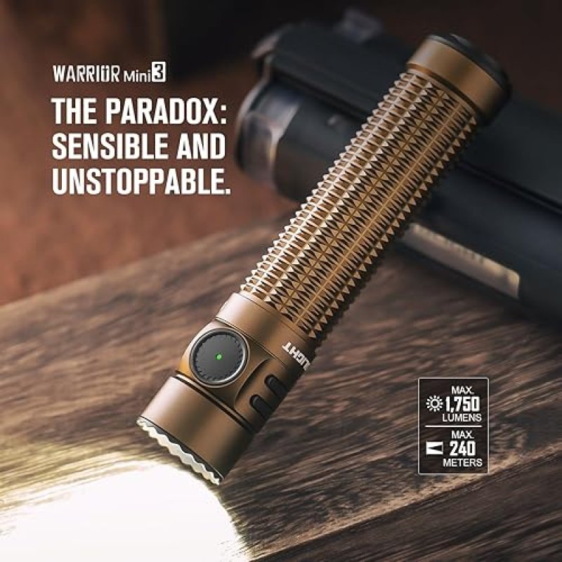 OLIGHT WARRIOR MINI3 1750L RECHARGEABLE TACTICAL FLASHLIGHT WITH DUAL SWITCH PROXIMITY SENSOR