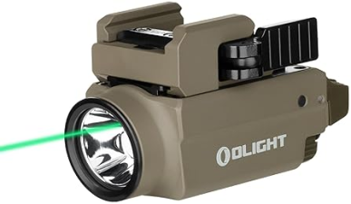 OLIGHT BALDR S 800 LUMEN TACTICAL WEAPON LIGHT, WHITE LED GREEN BEAM, USB RECHARGEABLE, FDE