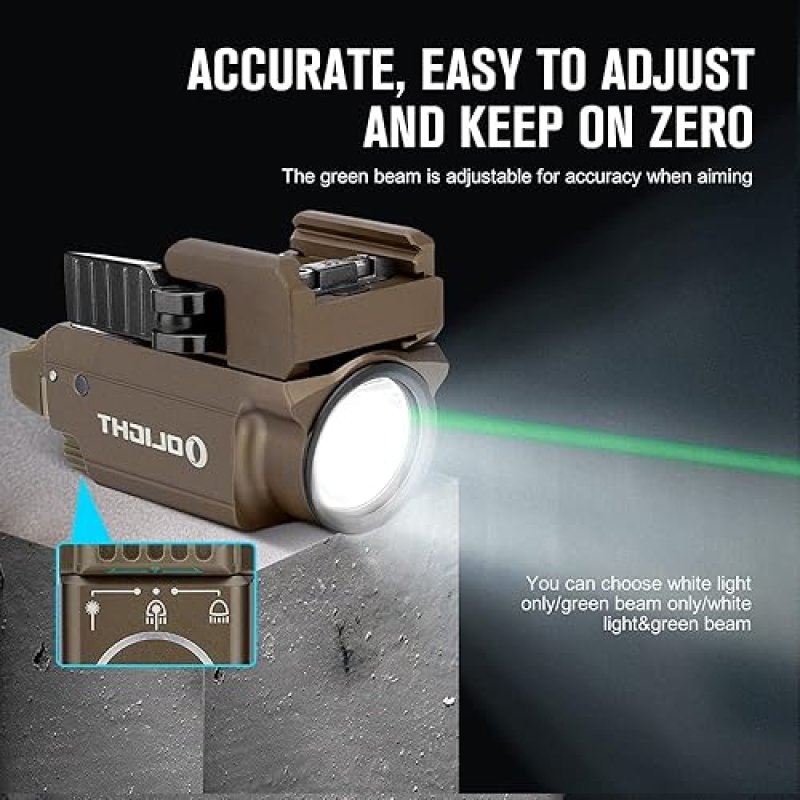 OLIGHT BALDR MINI 600 LUMEN TACTICAL FLASHLIGHT GREEN BEAM WHITE LED USB RECHARGEABLE TAN