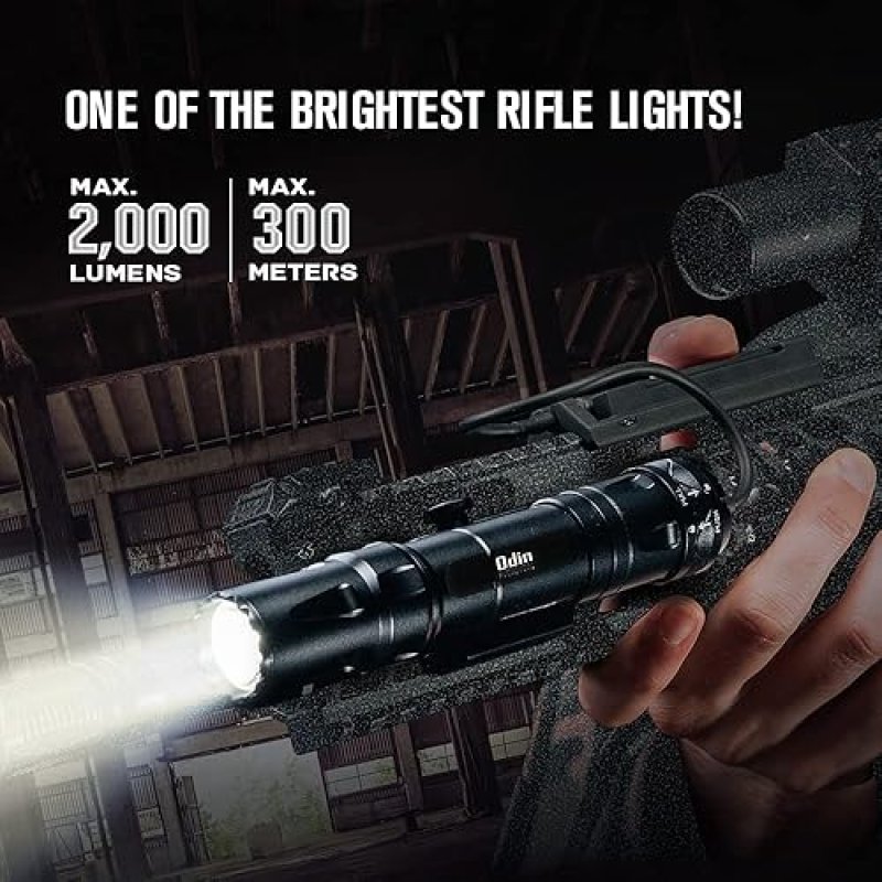 OLIGHT ODIN 2000 LUMENS RECHARGEABLE TACTICAL FLASHLIGHT WITH REMOTE SWITCH, 300M BEAM, BLACK