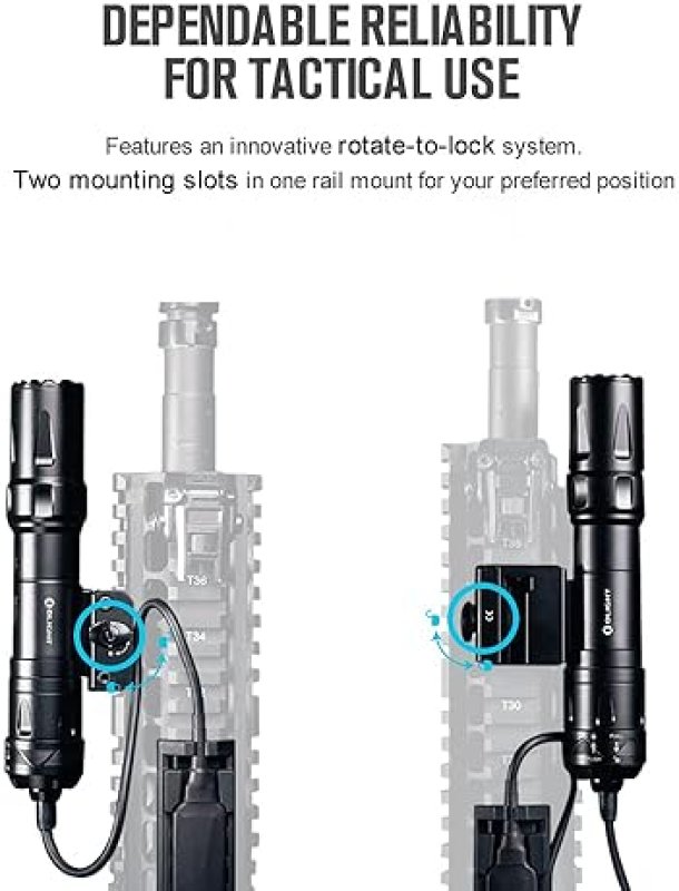 OLIGHT ODIN 2000 LUMENS RECHARGEABLE TACTICAL FLASHLIGHT WITH REMOTE SWITCH, 300M BEAM, BLACK