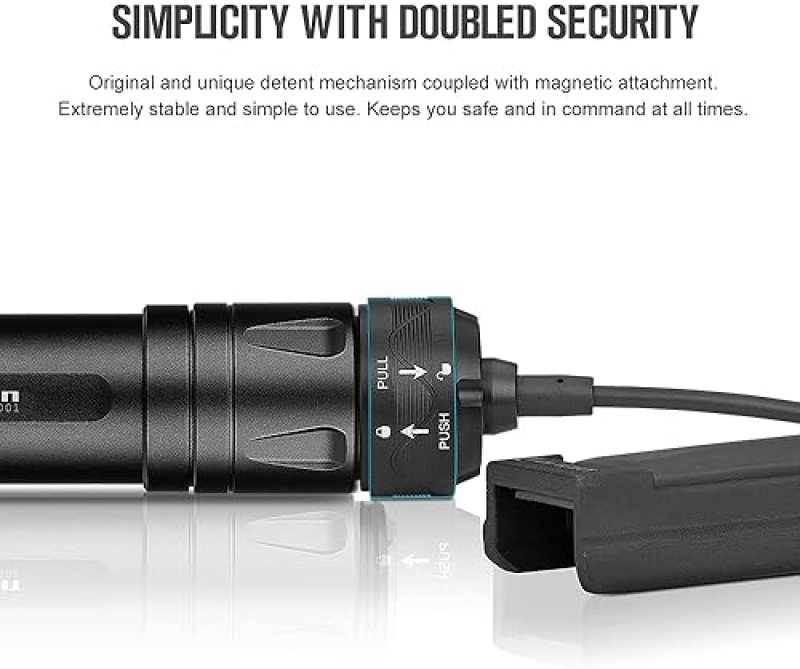 OLIGHT ODIN 2000 LUMENS RECHARGEABLE TACTICAL FLASHLIGHT WITH REMOTE SWITCH, 300M BEAM, BLACK