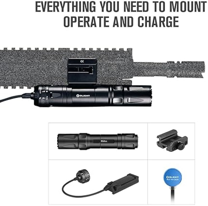OLIGHT ODIN 2000 LUMENS RECHARGEABLE TACTICAL FLASHLIGHT WITH REMOTE SWITCH, 300M BEAM, BLACK