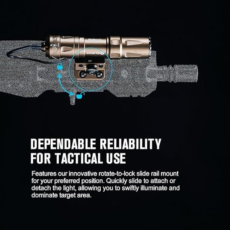 OLIGHT ODIN MINI 1250 LUMEN COMPACT RECHARGEABLE MLOK WEAPON LIGHT WITH REMOTE SWITCH RAIL MOUNT
