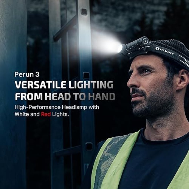 OLIGHT PERUN 3 RECHARGEABLE 3000 LUMENS LED HEADLAMP WITH RED LIGHT, WATERPROOF HEADBAND