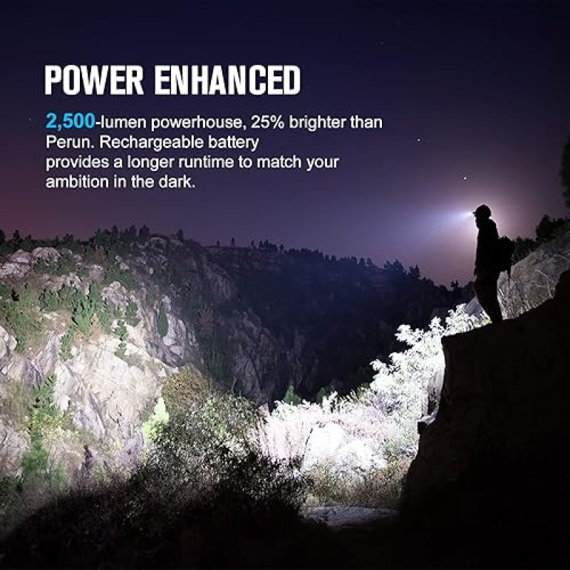 OLIGHT PERUN 2 2500 LUMENS RECHARGEABLE WATERPROOF HEADLAMP WITH HEADBAND IDEAL FOR CAMPING, HIKING,