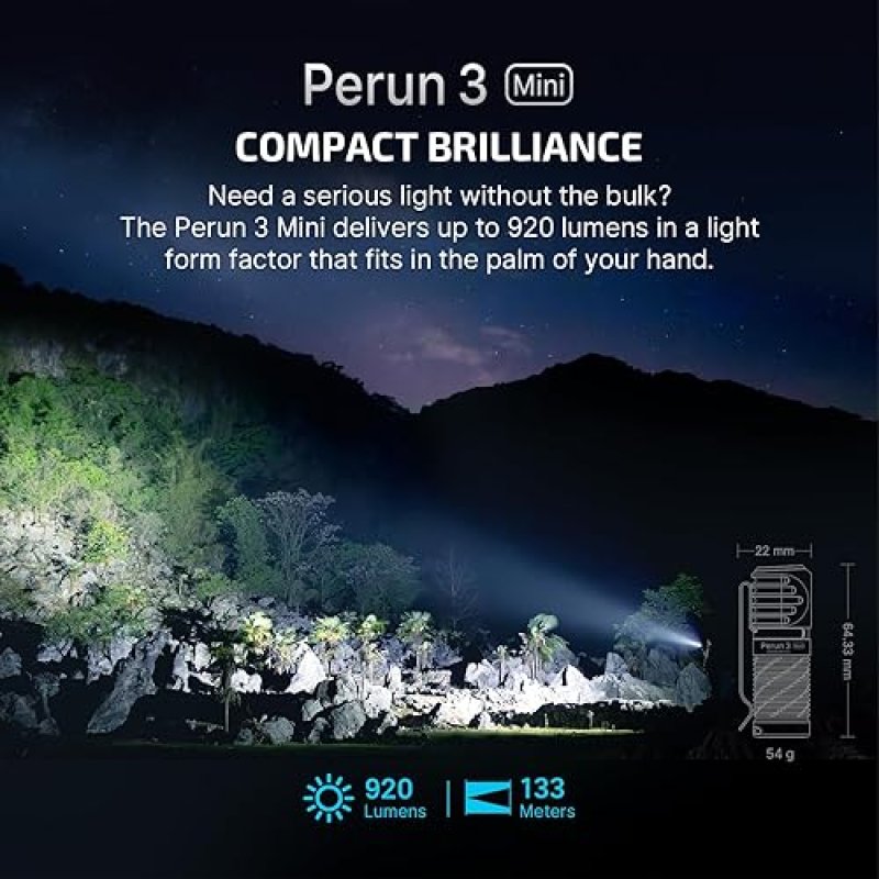 OLIGHT PERUN 3 MINI RECHARGEABLE HEADLAMP 920 LUMENS LED WITH RED LIGHT FOR OUTDOOR USE