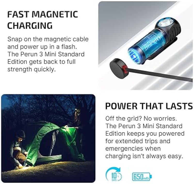 OLIGHT PERUN 3 MINI RECHARGEABLE HEADLAMP 920 LUMENS LED WITH RED LIGHT FOR OUTDOOR USE