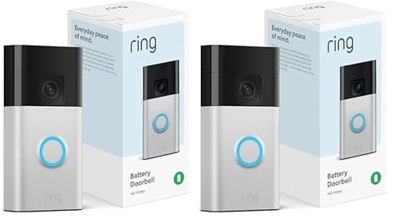 RING BATTERY DOORBELL 2-PACK SATIN NICKEL HD VIDEO, TWO-WAY TALK, MOTION ALERTS, LIVE VIEW