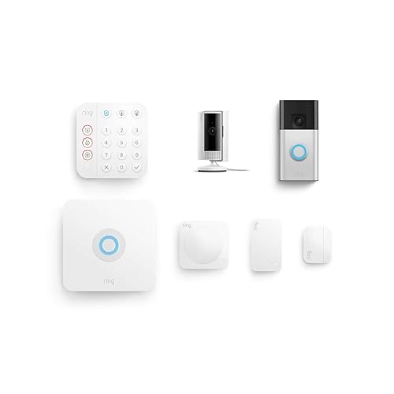 RING ALARM 5-PIECE KIT WITH BATTERY DOORBELL RING INDOOR CAM 2ND GEN HOME SECURITY SYSTEM