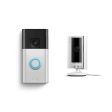 RING BATTERY-POWERED DOORBELL WITH RING INDOOR CAM 2ND GEN WHITE, SMART HOME SECURITY