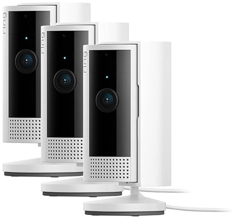 RING INDOOR SECURITY CAMERAS 3-PACK, 1080P HD VIDEO, WHITE LATEST MODEL FOR HOME BUSINESS