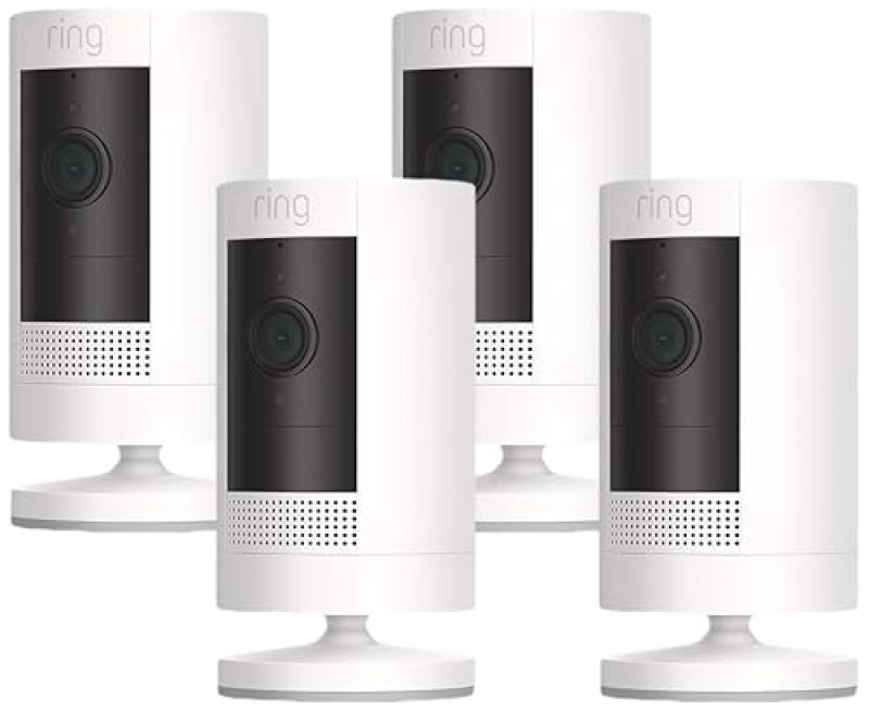 RING STICK UP CAM OUTDOOR 4-PACK WEATHER-RESISTANT, COLOR NIGHT VISION, TWO-WAY TALK, ALEXA