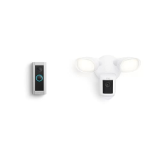 RING FLOODLIGHT CAM WIRED PRO RING VIDEO DOORBELL PRO 2 BUNDLE WHITE SECURITY KIT