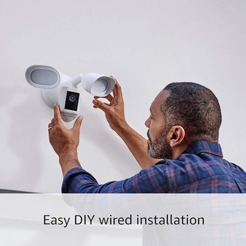 RING FLOODLIGHT CAM WIRED PRO RING VIDEO DOORBELL PRO 2 BUNDLE WHITE SECURITY KIT