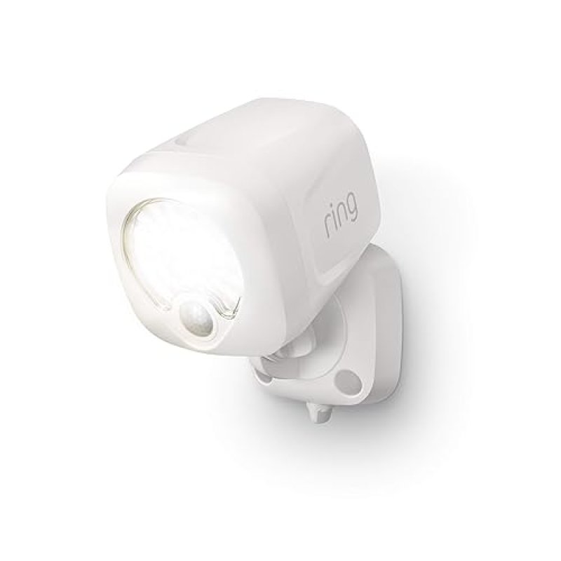 RING SMART OUTDOOR SPOTLIGHT BATTERY-POWERED MOTION SENSOR SECURITY LIGHT, WHITE, BRIDGE NEEDED