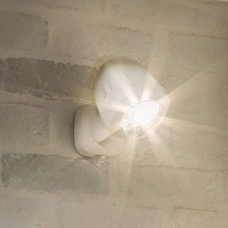 RING SMART OUTDOOR SPOTLIGHT BATTERY-POWERED MOTION SENSOR SECURITY LIGHT, WHITE, BRIDGE NEEDED