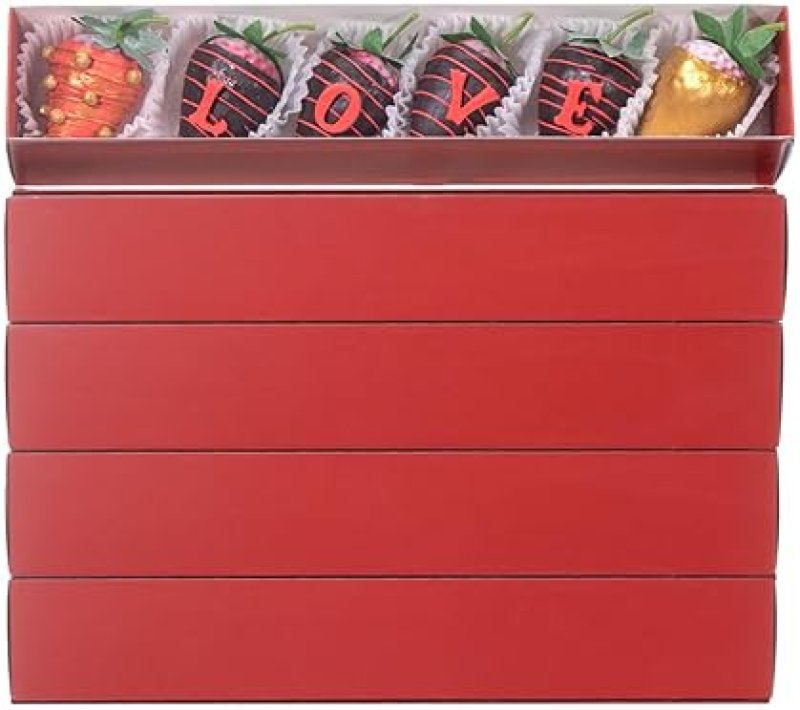 JCXGRVC 50-PACK CHOCOLATE COVERED STRAWBERRIES BOXES 12X2¼X2 INCH WITH CLEAR WINDOW FOR MACARONS COOKIES