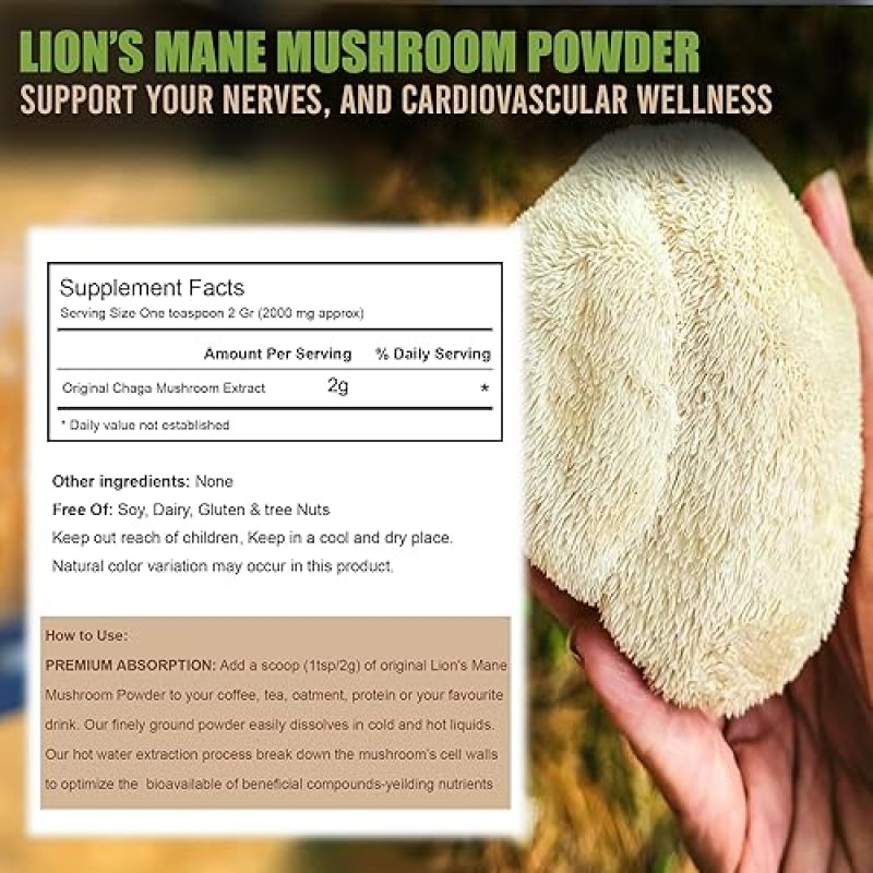 PROFINE ORGANIC LION S MANE MUSHROOM POWDER WITH BLACK WHITE TRUFFLE IMMUNE ENERGY BOOST