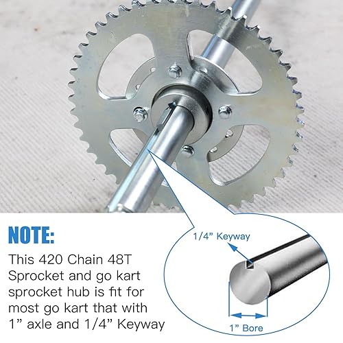 YOXUFA 48T GO KART SPROCKET HUB 1 BORE 1 4 KEYWAY FOR PREDATOR 212CC 6.5HP ENGINE