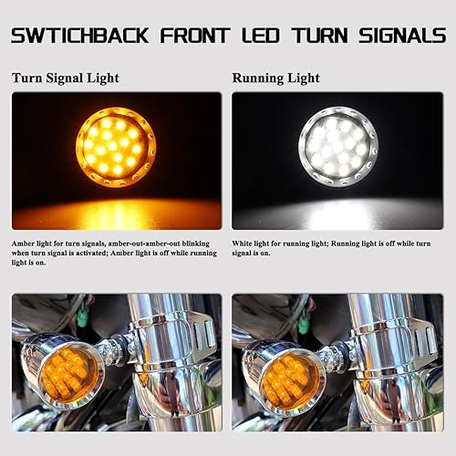 FACAILAHA UNIVERSAL BULLET LED FRONT REAR TURN SIGNAL BRAKE TAILLIGHTS W RELOCATION KIT 12V BLACK