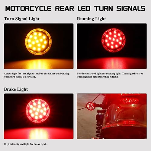 FACAILAHA UNIVERSAL BULLET LED FRONT REAR TURN SIGNAL BRAKE TAILLIGHTS W RELOCATION KIT 12V BLACK