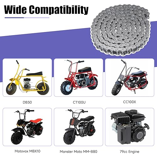 CILOYU MINI BIKE CHAIN TENSIONER ADJUSTER WITH 35-LINK CHAIN FOR BAJA DOODLEBUG PREDATOR 79-100CC