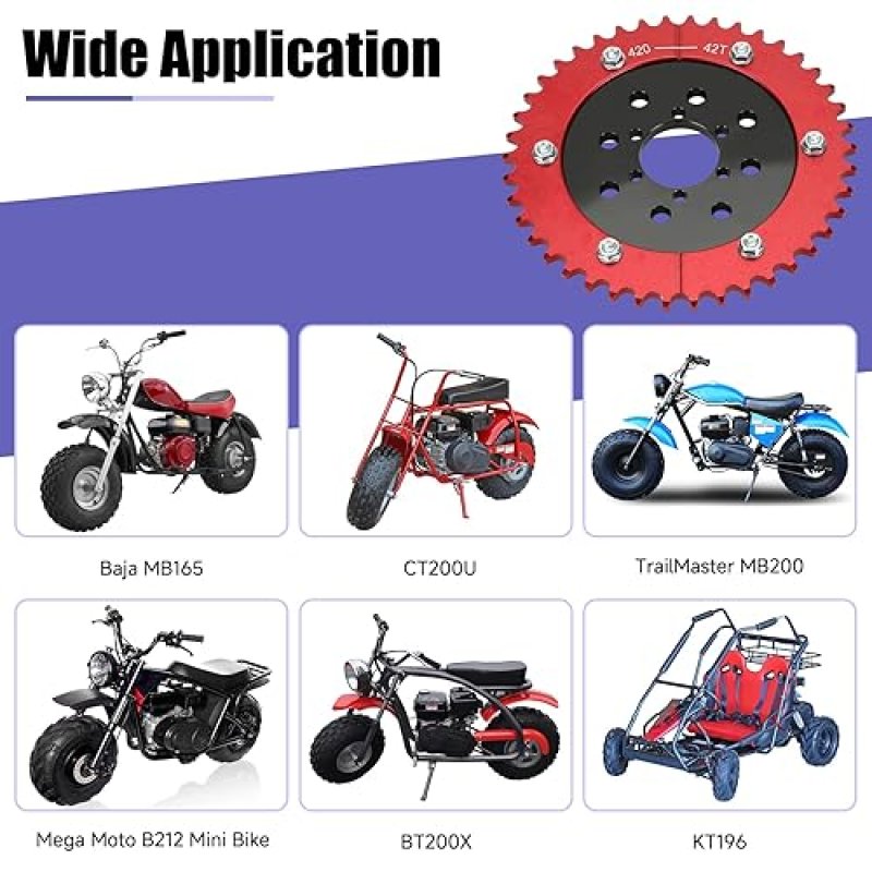 CILOYU 420 42 TOOTH MINI BIKE SPLIT SPROCKET HUB ADAPTER COMPATIBLE WITH COLEMAN CT200U BT200X