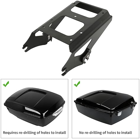 TCMT BLACK DETACHABLE TWO-UP LUGGAGE RACK WITH 4-POINT DOCKING FOR 2009-2013 HARLEY TOURING