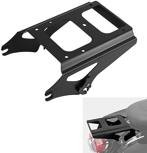 TCMT BLACK DETACHABLE TWO-UP LUGGAGE RACK WITH 4-POINT DOCKING FOR 2009-2013 HARLEY TOURING