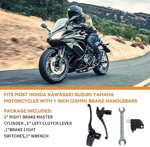 STYLEMAFIA UNIVERSAL 1 25MM MOTORCYCLE BRAKE MASTER CYLINDER CLUTCH LEVER KIT FOR HONDA KAWASAKI YAMAHA
